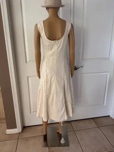 House of Harlow 1960 Cream Linen Blend Midi Dress. Size L