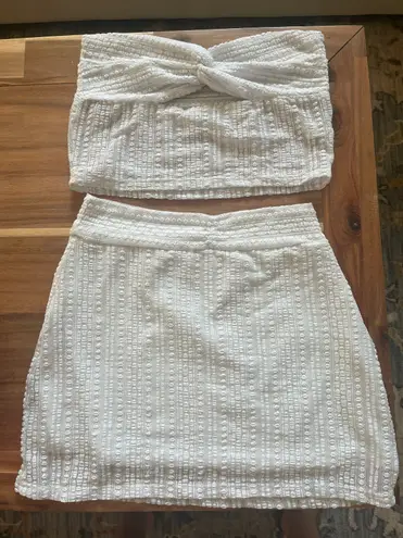 Two Piece Skirt And Top Set White