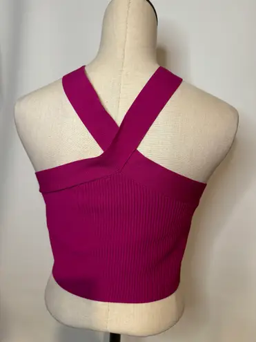 Sincerely Jules NWT Ladies pink Stretch Ribbed Cropped X Strap Top 