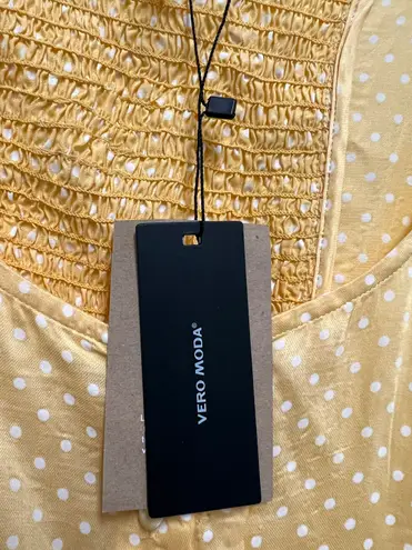 VERO MODA Yellow Polka Dot Button Front Top