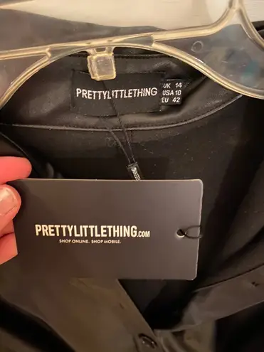 Pretty Little Thing Black Button Leather Dress