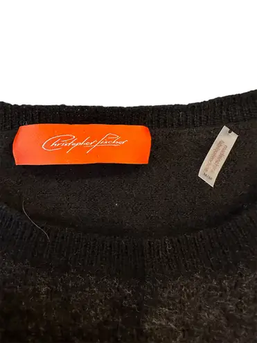 Christopher Fischer 100% wool wolf face intarsia pullover sweater Black Size M
