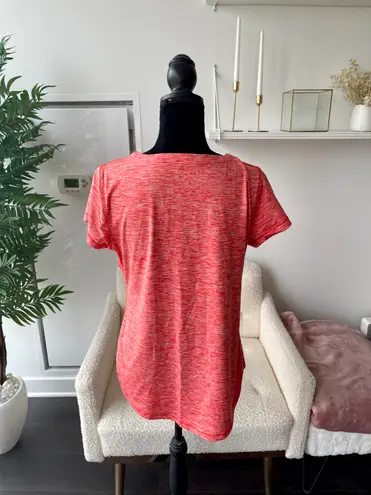 Umbro Orange White V- Neck Short Sleeve Workout Top Size Large