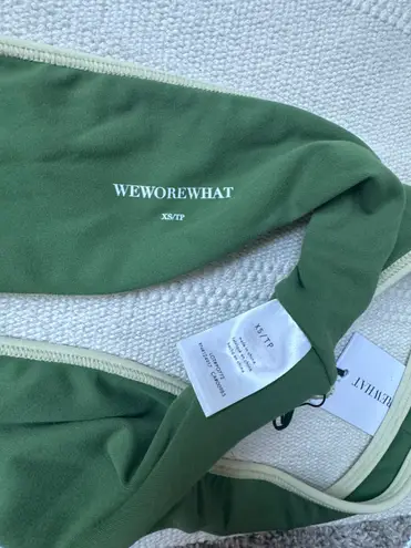 We Wore What contrast one shoulder top green / wheat NWT XS