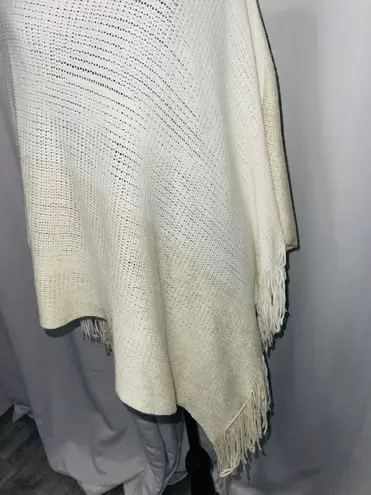 ZARA White And Beige Poncho / Cape