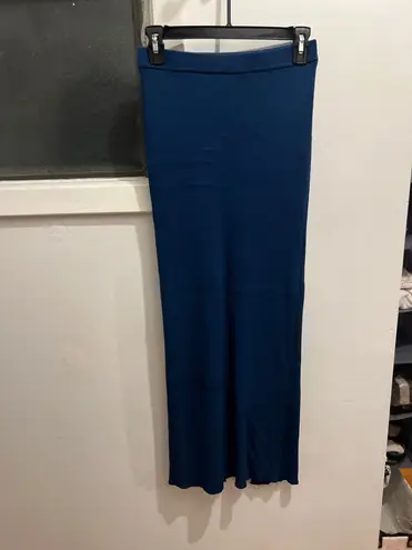 Olive & Oak Blue Pencil Skirt and Top Matching Set Long Sleeve Ribbed Knit Small