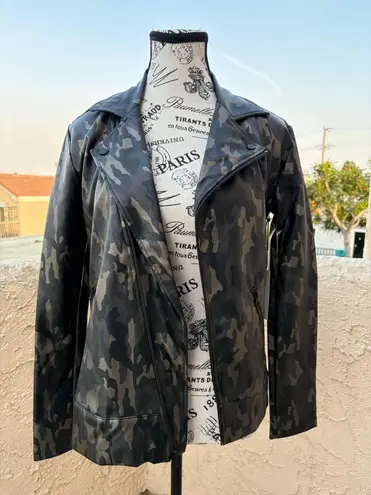 Koral Activewear Specter metallic camo-print vegan leather moto jacket small NWT