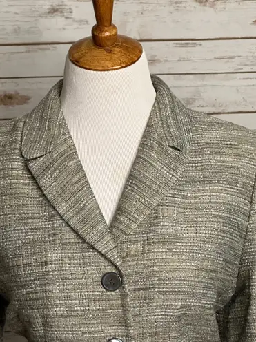 Lafayette 148 tan/cream wool/cotton blend tweed single-breasted blazer Size 10 - Image 2