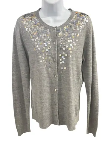 New York & Company Sequin Cardigan Sweater Sparkly Knit Top Gray Size L* Size L - Image 1