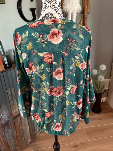 Ember size XL green floral blouse - top