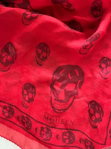 Alexander McQueen Red Skull Scarf