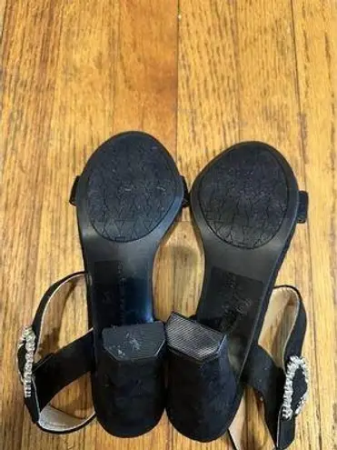 Adrienne Vittadini Black AV-Geno Sling Back Rhinestone Buckle Heel Sz 8M