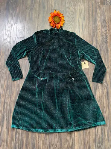 Unique Vintage SMAK PARLOUR Green Sparkly Velvet Mock Neck Dress NWT | 2XL |