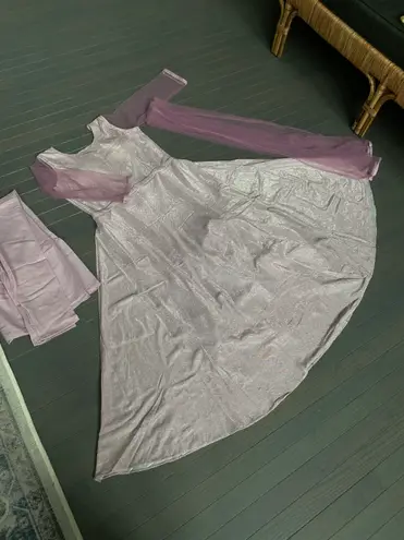 Indian Party Dress Bollywood Wear Designer Pakistani Glitter Gown Wedding suit Pink Size L