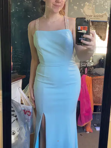 David's Bridal Light Blue Prom Dress