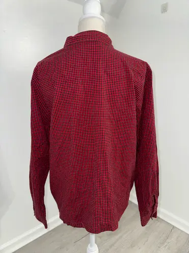 lemon grass Christmas Shirt XL Red Black Check Snowman Embroidered Cotton