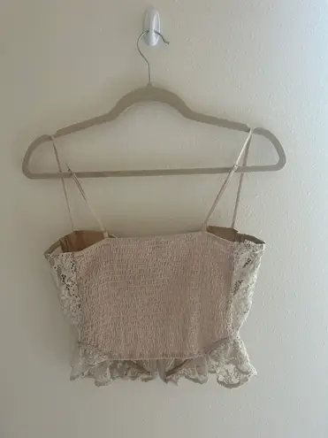 Lace Corset Top Tan Size M