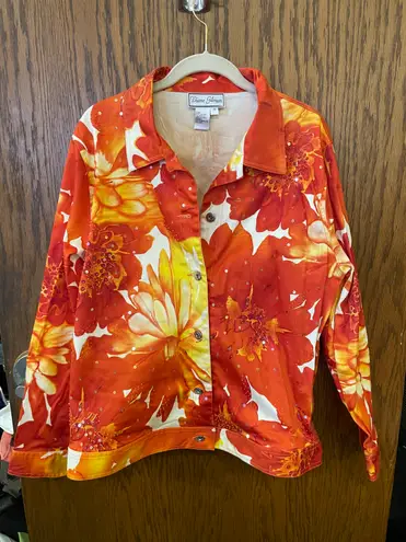 Diane Gilman Rare Floral Sequin Embellished Vibrant Jacket 1X