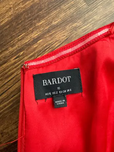 Bardot Women’s Red Bow Off The Shoulder Mini Dress in Fire Red - Size XS