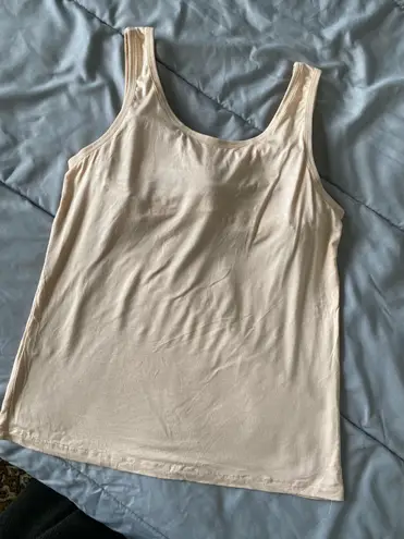 Women Vest Camisole with Built in Shelf Bra Tank Top Comfort Cotton Size M Tan Size M