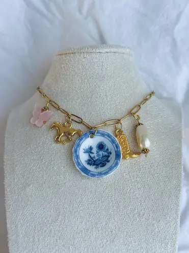 Vintage Coquette Inspired Charm Necklace Gold