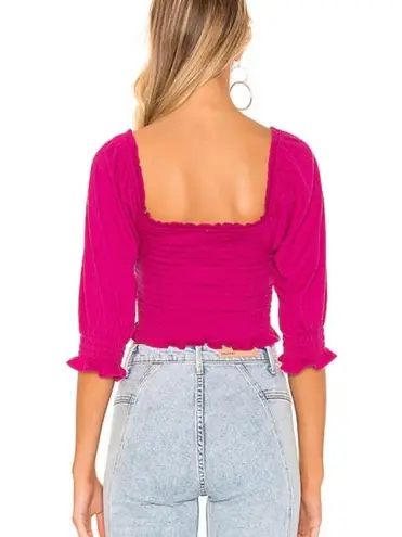 Free People Brenyce Smocked Pink Crop Top Women s Size Medium