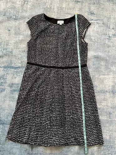 Elle Black White Print Seamed Fit & Flare Cap Sleeve Dress Size XL