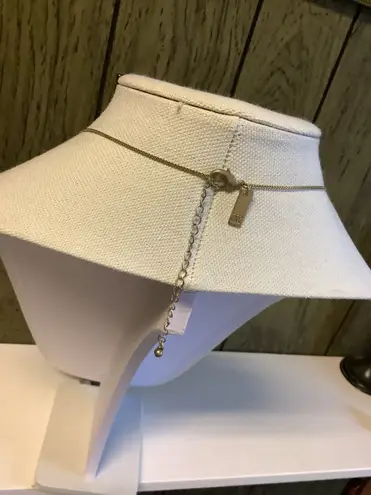 INC Black White Beaded Necklace Opera 33” Adjustable Gold Tone