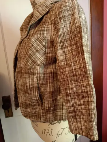 Talbots Graphic Brown Cream Plaid  Blazer 8P
