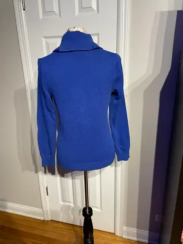 Ralph Lauren Vintage Colorful Pullover Active Collared Long Sleeve Button on the collar Pockets Snap Shawl Women Sweater M Blue Y2K - Image 4