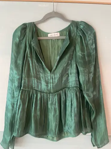 Something Navy Iridescent Green Blouse