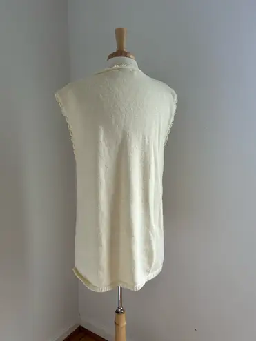 Vintage cream crochet floral vest White Size L