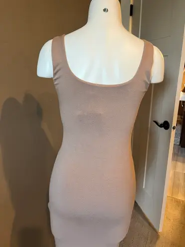 Naked Wardrobe Hourglass Midi Dress Nude Tan Large New