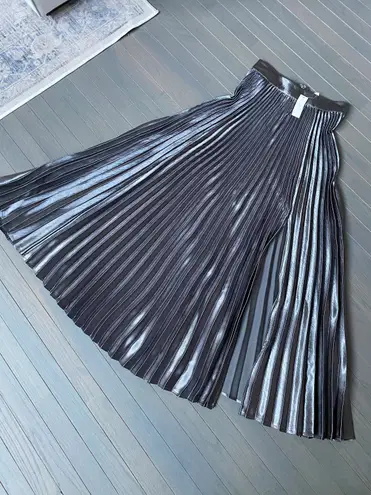 New York And Company Pleated Maxi Skirt In Carlson Grey Metalic NWT Skirt