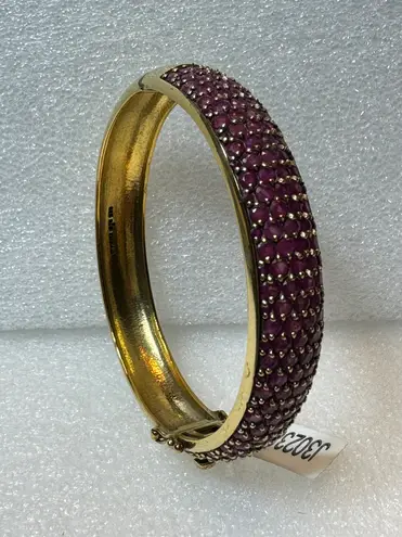 Ruby Gold Over 925 Pave Set Bangle Bracelet