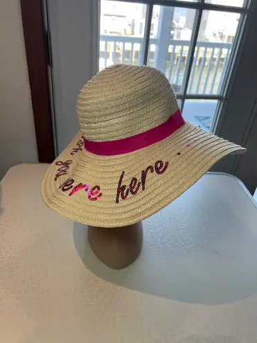 Trendy Vibes | ladies straw “Wish you were here” floppy sun hat.
