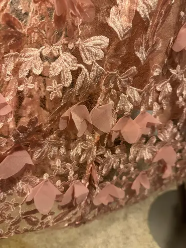 Dress the Population NWT Darleen V-neck Embroidered Cocktail Blush Dress Small