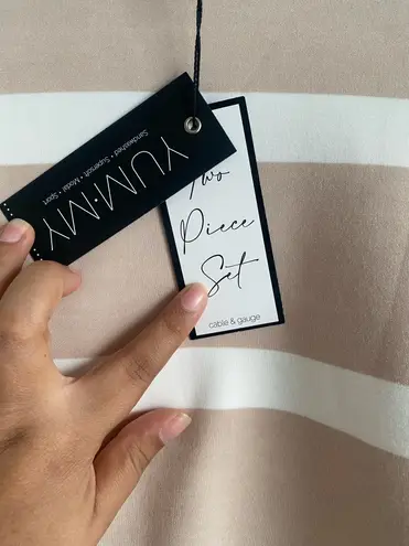 Cable & Gauge NWT Pullover Striped & Wide Leg Athleisure Lounge Jogger Set