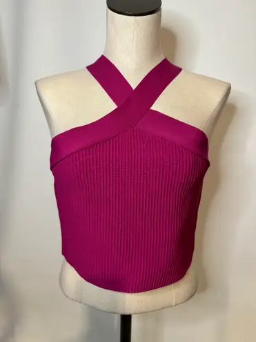 Sincerely Jules NWT Ladies pink Stretch Ribbed Cropped X Strap Top 