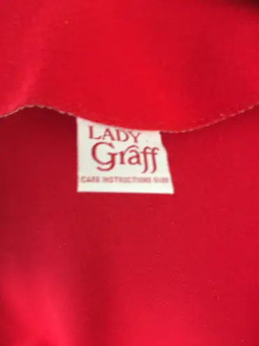 Vintage 70s Lady Graff Red Felt Blazer Jacket Appliqué Black Design L Size L