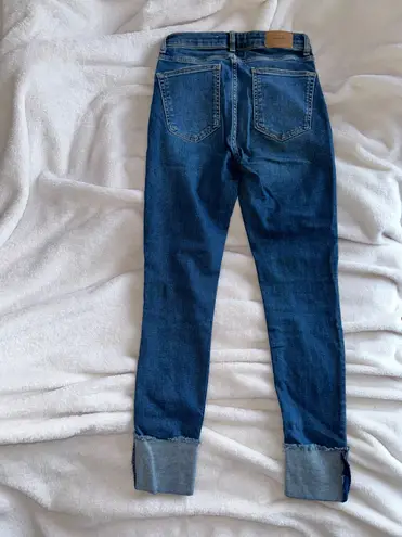 ZARA Mid Rise Cuffed Skinny Jeans