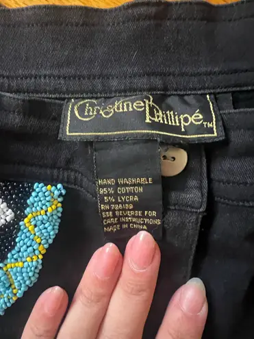 Christine Phillipe Western Beaded Black Jacket & Pants Set Size M