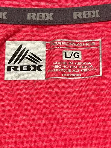 Reebok RBX Performance DRI  Pink Stripe V Neck Short Sleeve Size Large