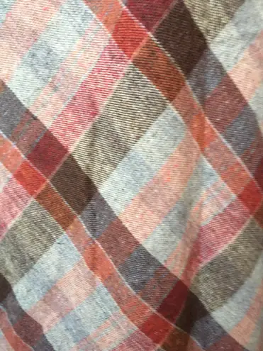 Vintage 70s Wool Diagonal Plaid Check Earth Tone Brown Red Tan A Line Midi Skirt Size XS