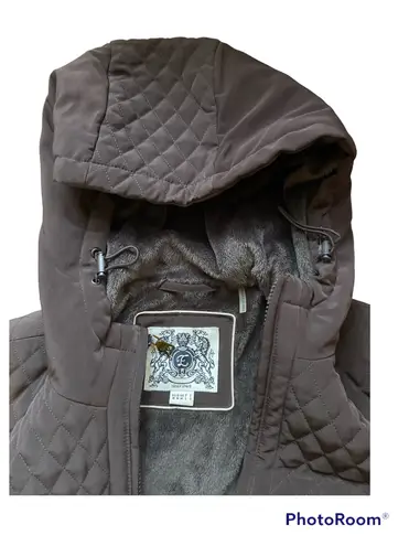 Esprit waterproof brown hooded quilted zip up jacket , M