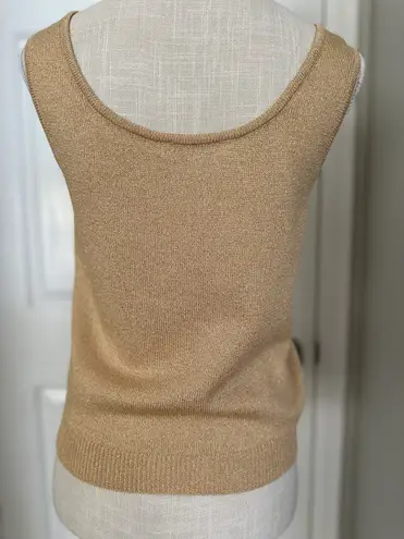 St. John Gold Knit Sweater Tank Top S Scoop Neck Sleeveless Sz S Designer