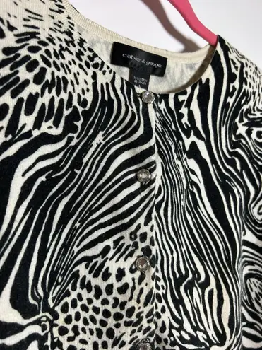 Cable & Gauge Vintage Medium cardigan sweater zebra cheetah print