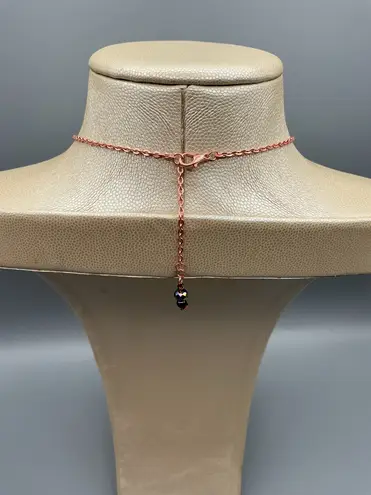 Handmade Artisan Green Burgundy Stripe Glass Pendant With New Chain