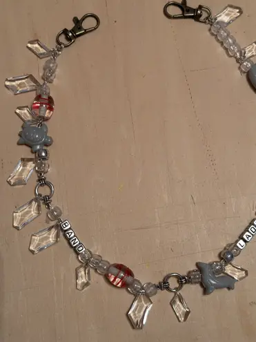 Handmade White Silver Beaded Charms Bag Chain