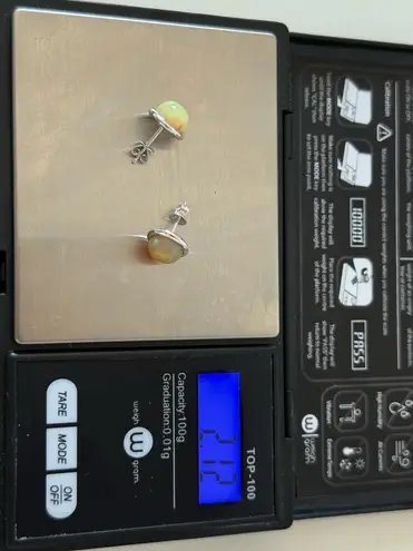 Brand New Natural Opal 9K Solid White Gold Sphere Bezel Settings Earrings/Studs Multiple